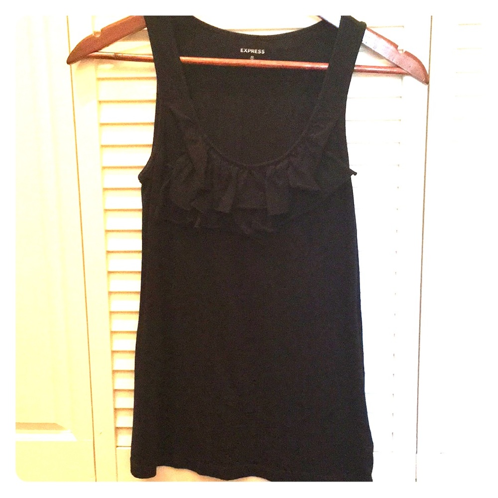Express ruffle black tank
